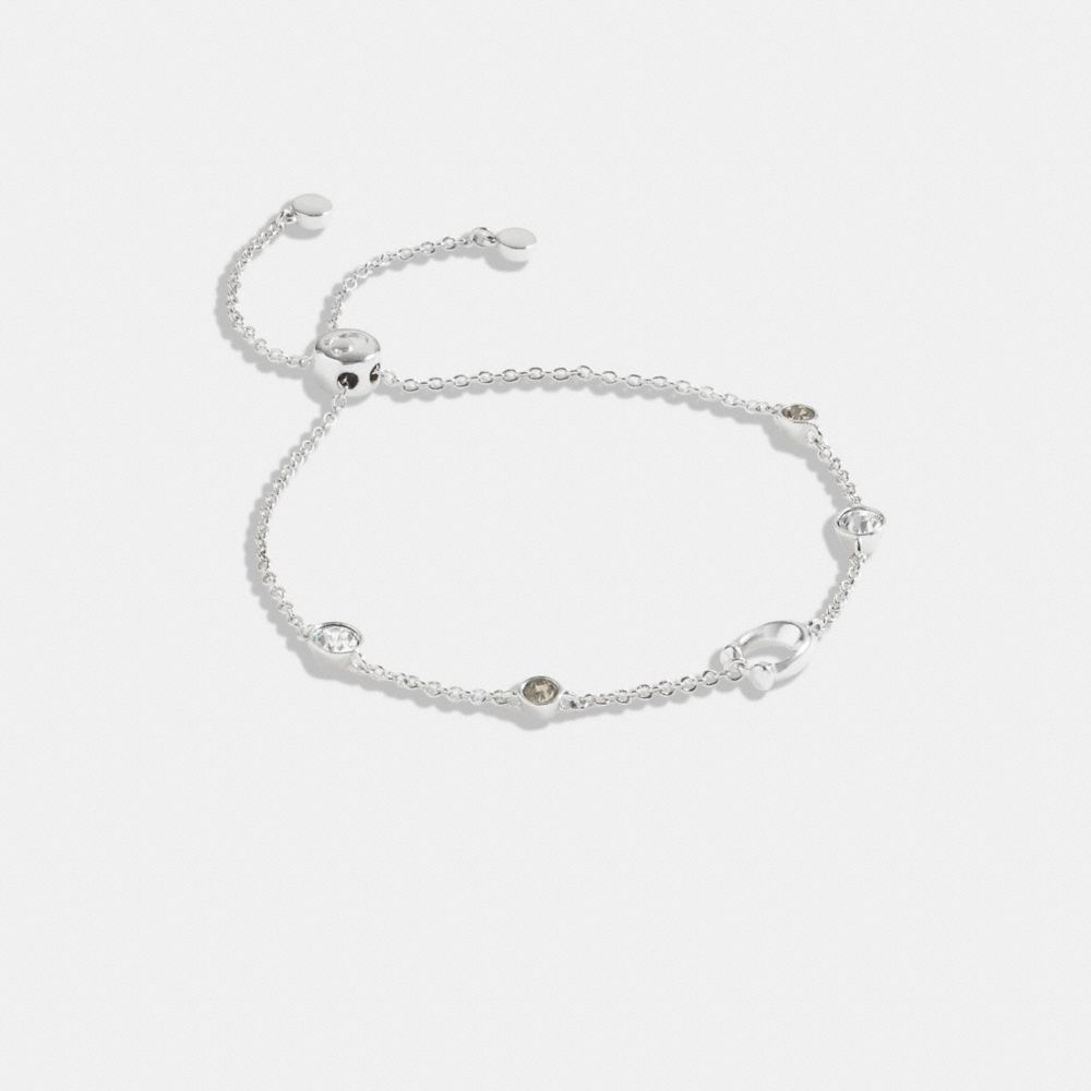 Coach Outlet Signature Crystal Slider Bracelet In Silver