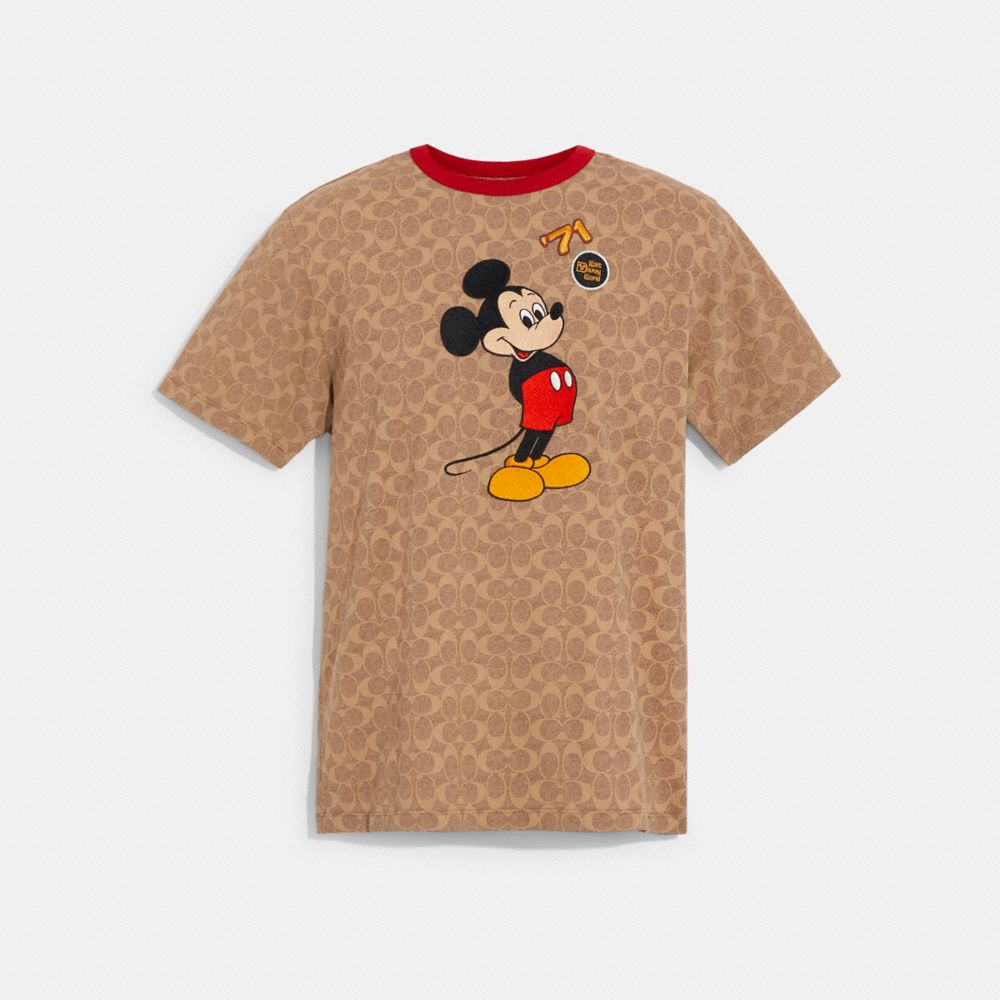 公式 Coach コーチ Disney X Coach ミッキーマウス シグネチャー Tシャツ オーガニック コットン トップス ボトムス