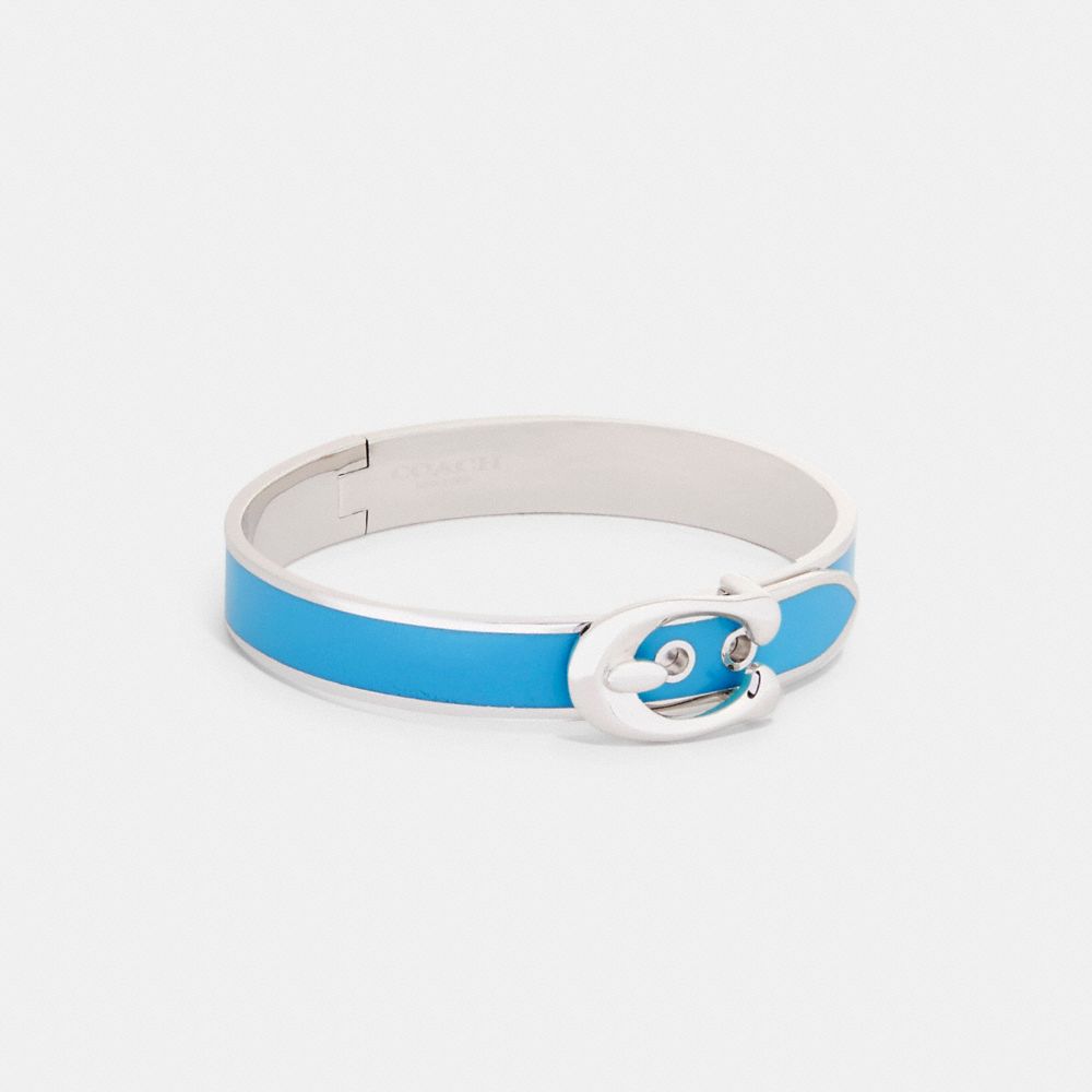 Coach Signature Buckle Bangle In Silver/blue