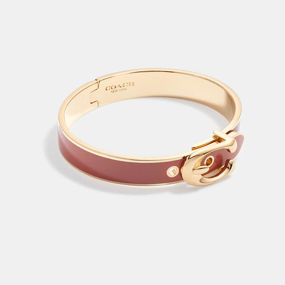 Coach Signature Buckle Bangle In Gold/red