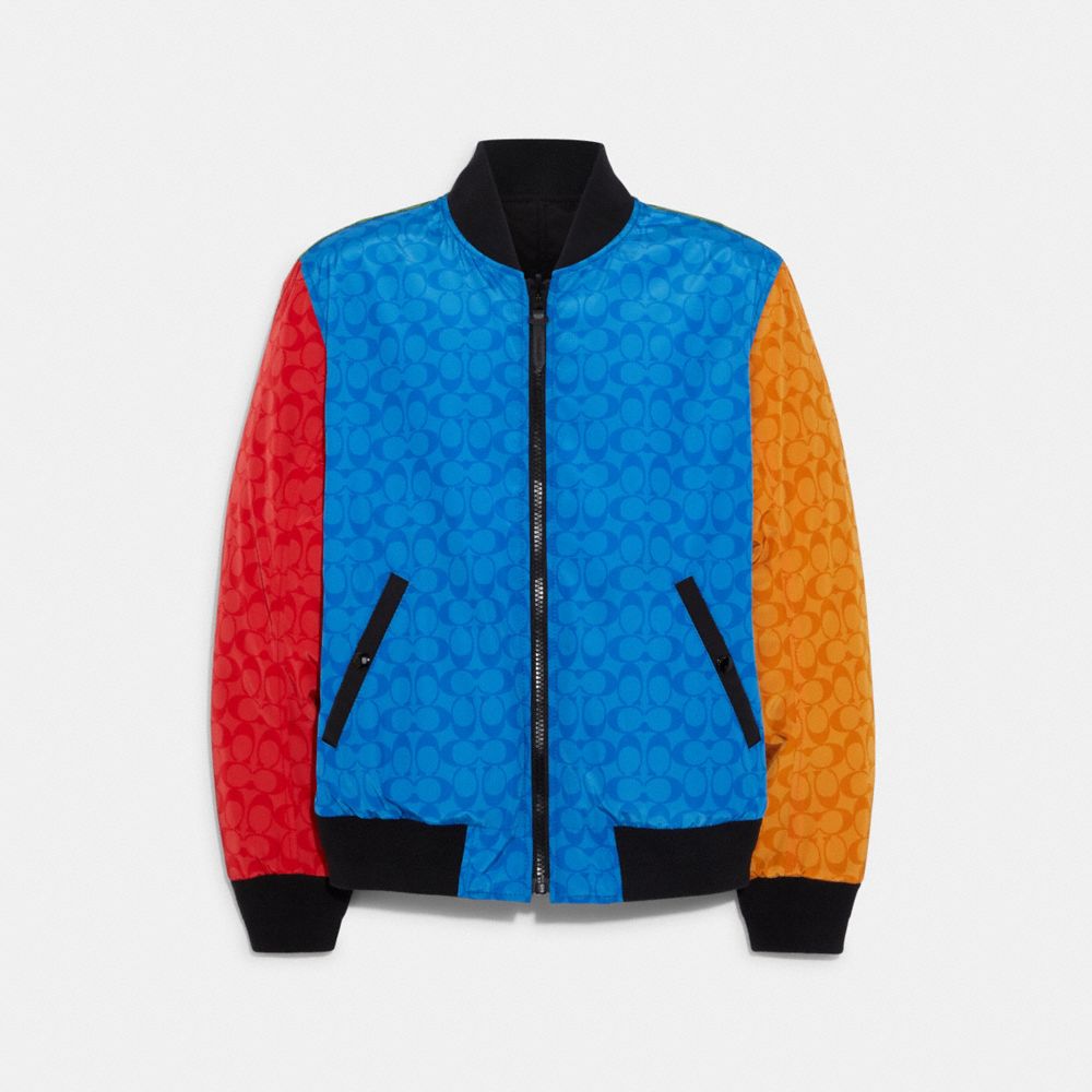 COACH® | Colorblock Signature Reversible Ma 1 Jacket