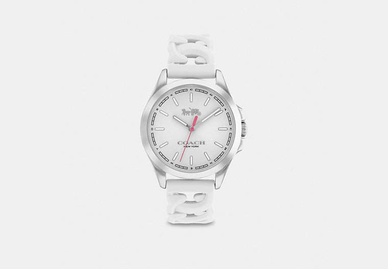 COACH®,LIBBY WATCH, 34MM,Stainless Steel,White,Front View