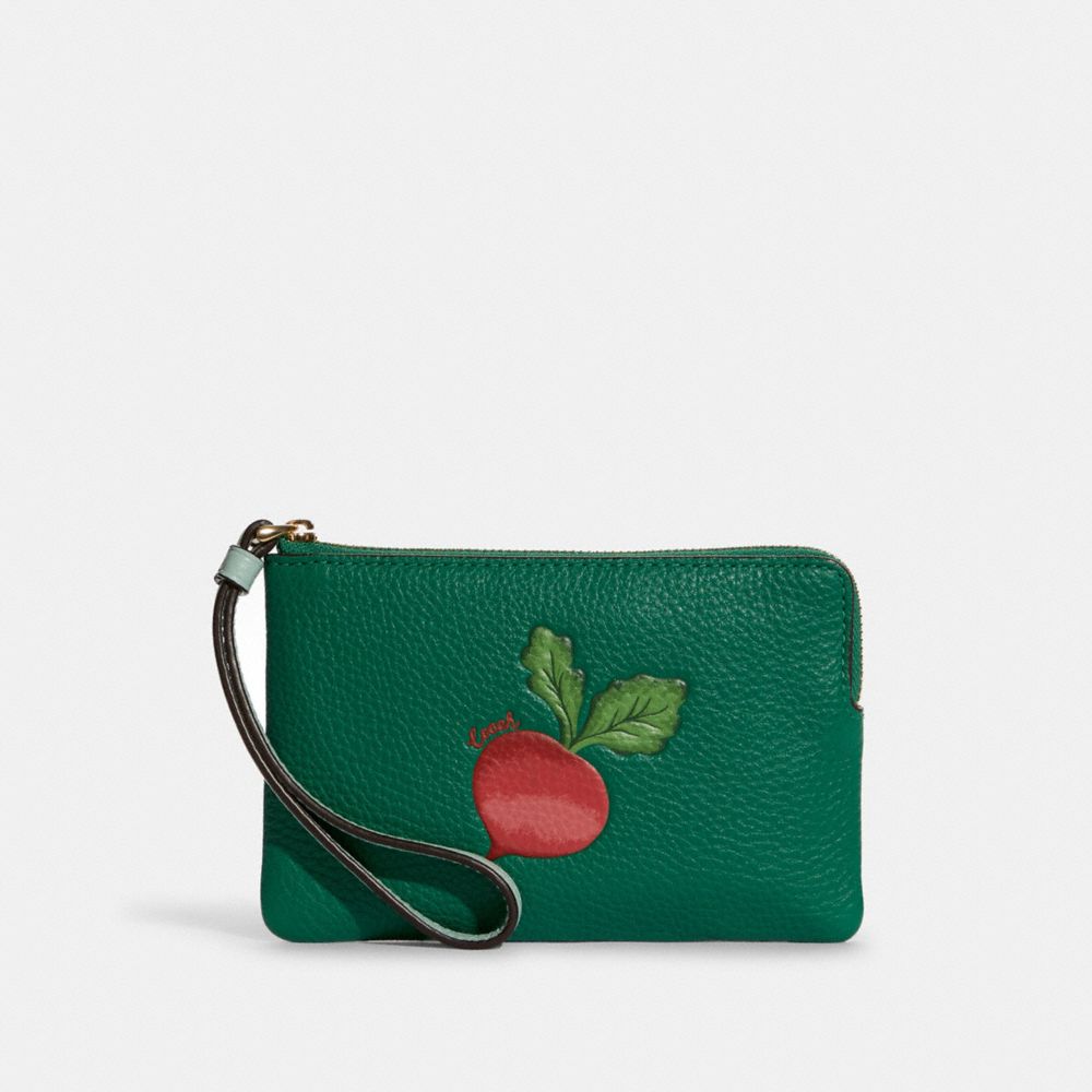 Corner Zip Wristlet With Radish