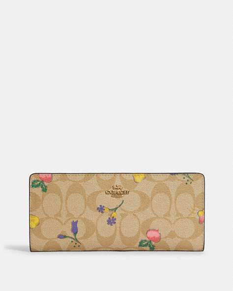 Slim Wallet In Signature Canvas With Dreamy Veggie Print