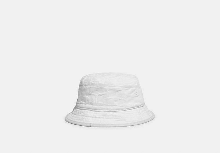 COACH®,SIGNATURE JACQUARD BUCKET HAT,cotton,White,Front View