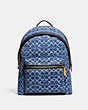 COACH®,CHARTER BACKPACK IN SIGNATURE DENIM,Calf Leather,Large,Washed Denim,Front View