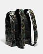 COACH®,LEAGUE FLAP BACKPACK IN SIGNATURE CANVAS WITH CAMO PRINT,Signature Coated Canvas,Large,Charcoal Multi,Angle View