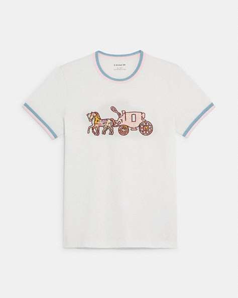 T-shirt avec patchwork cheval et chariot