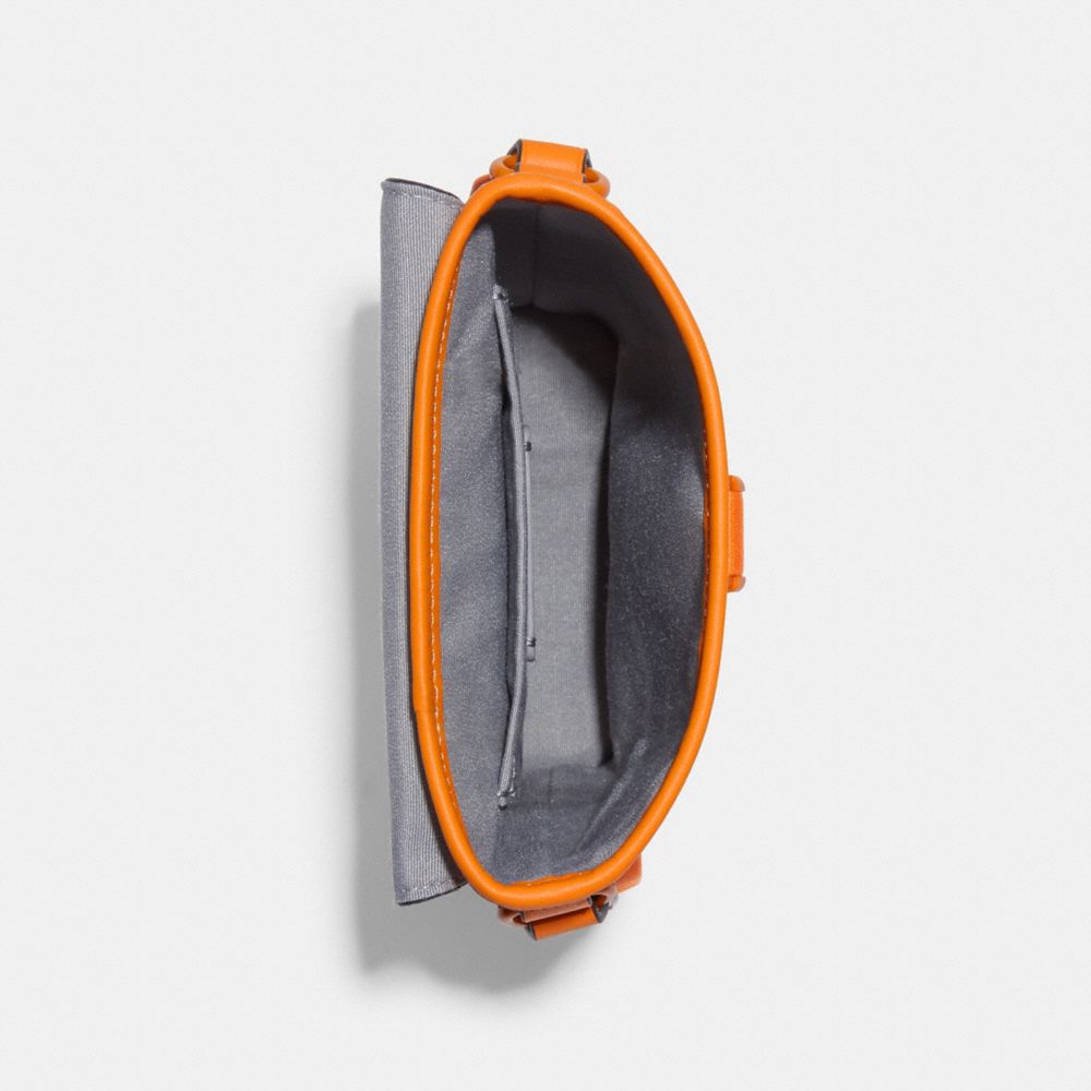 COACH®,TRACK SMALL FLAP CROSSBODY IN SIGNATURE CANVAS,Gunmetal/Light Orange,Inside View,Top View