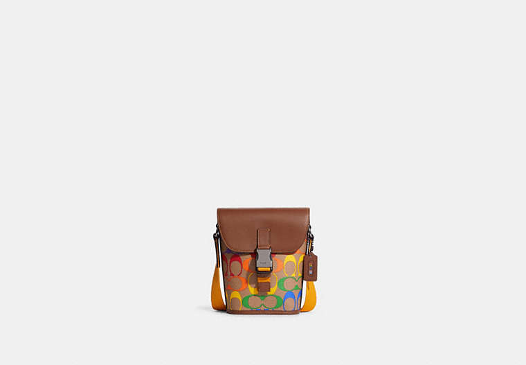 Track Small Flap Crossbody In Rainbow Signature Canvas image number 0