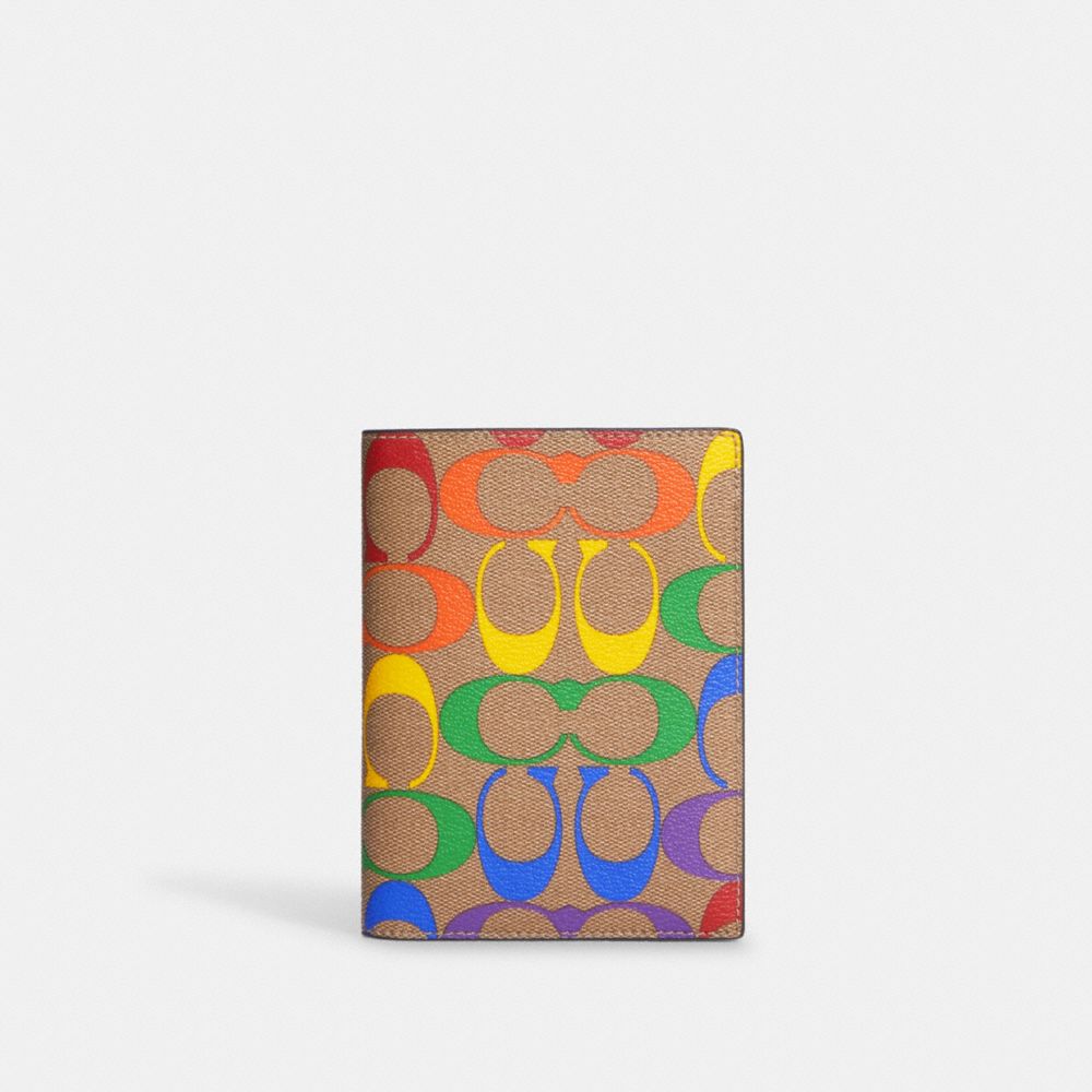 COACH® Passport Case In Rainbow Signature Canvas