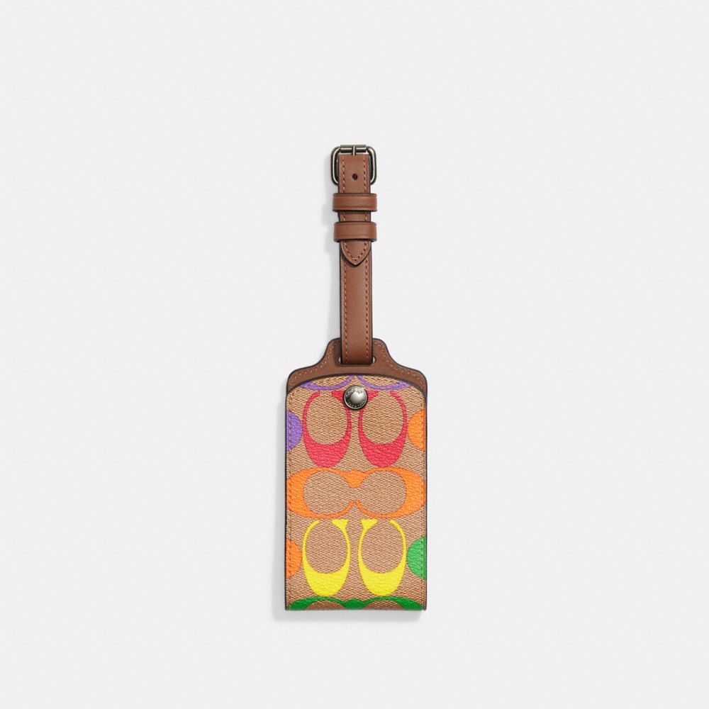 COACH® Luggage Tag In Rainbow Signature Canvas