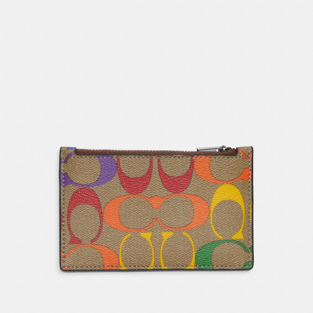 COACH® Zip Card Case In Rainbow Signature Canvas