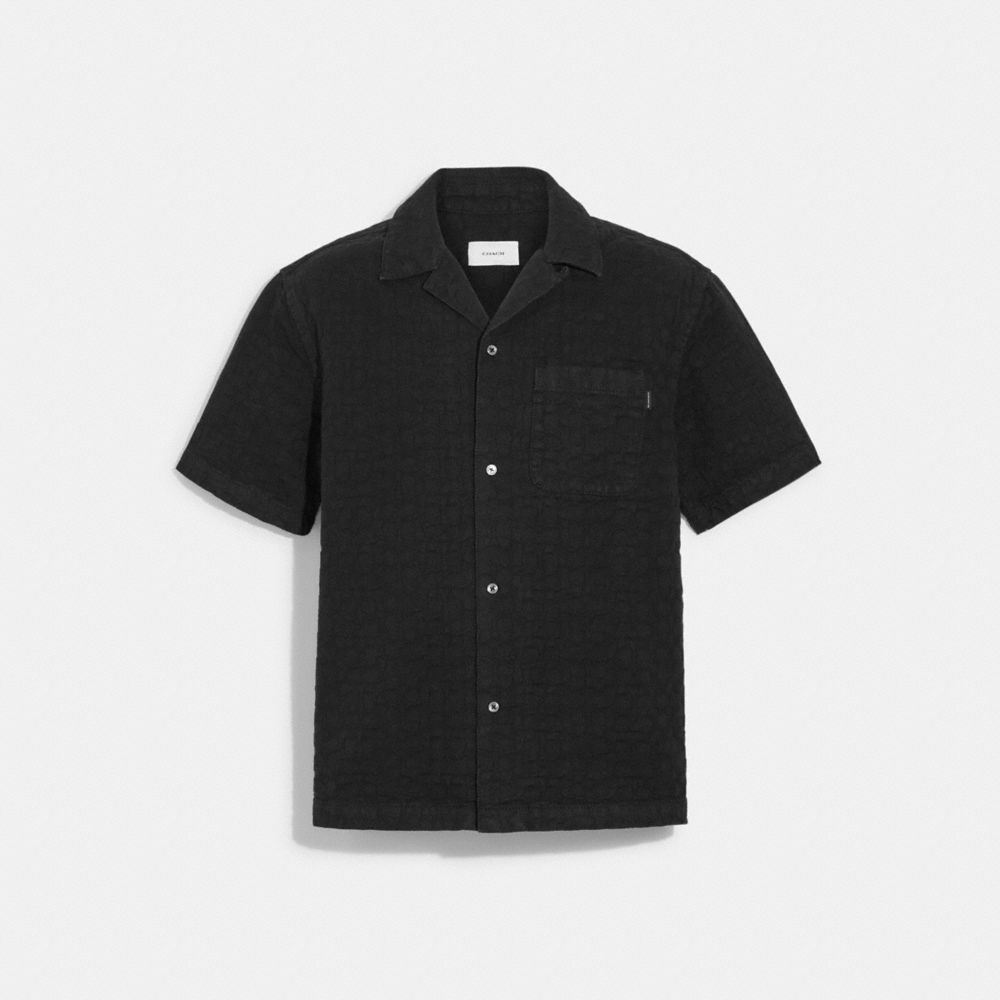 Coach Denim Camp Shirt In Black