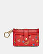 COACH®,ATTACHMENT CARD CASE WITH MINI VINTAGE ROSE PRINT,Im/Miami Red Multi,Front View