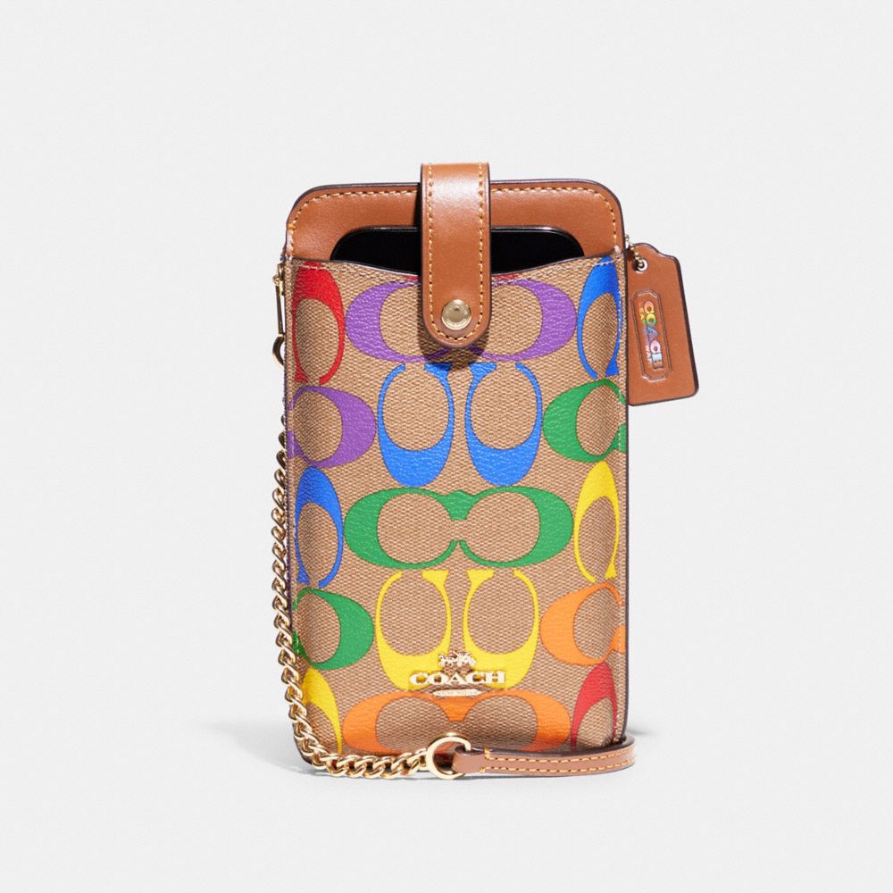 COACH® | Phone Crossbody In Rainbow Signature Canvas