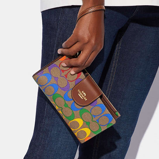 COACH OUTLET®  Tech Wallet In Rainbow Signature Canvas