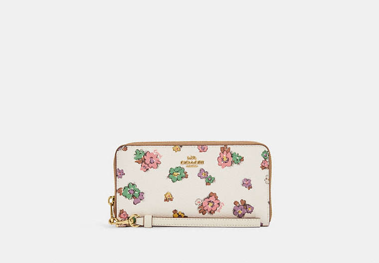 Long Zip Around Wallet With Spaced Floral Field Print image number 0