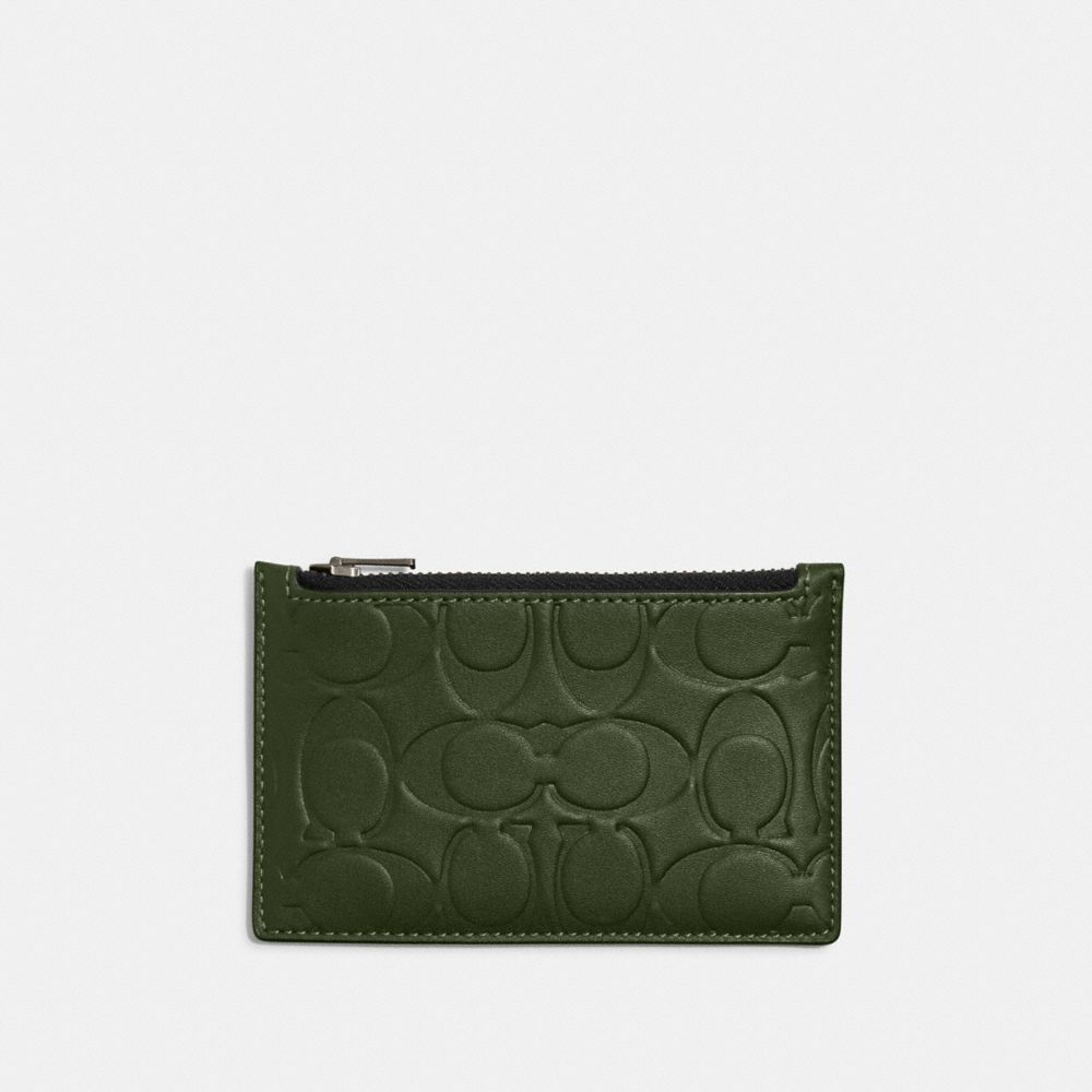 Coach Zip Card Case In Signature Leather In Green ModeSens