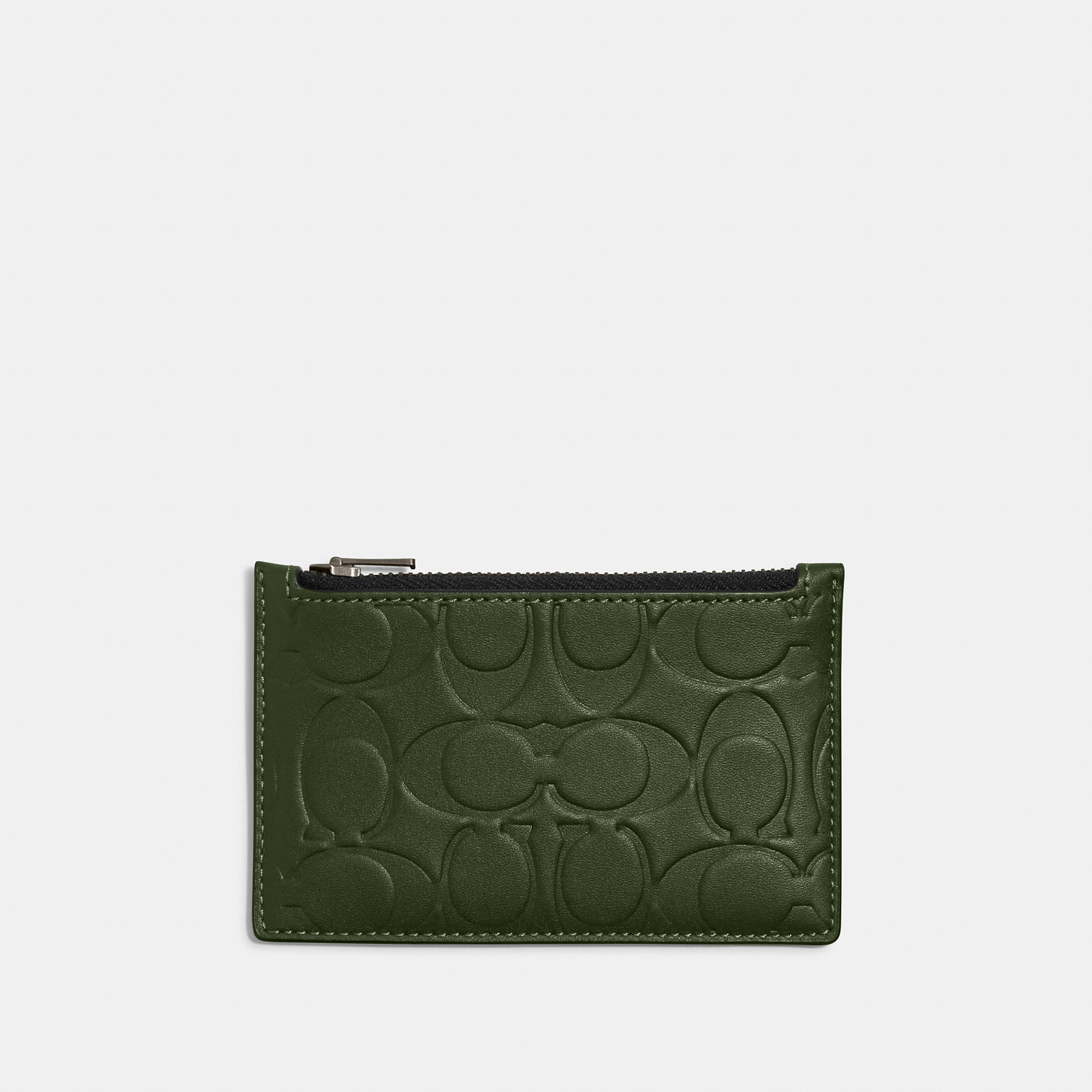 Coach Zip Card Case In Signature Leather In Green | ModeSens