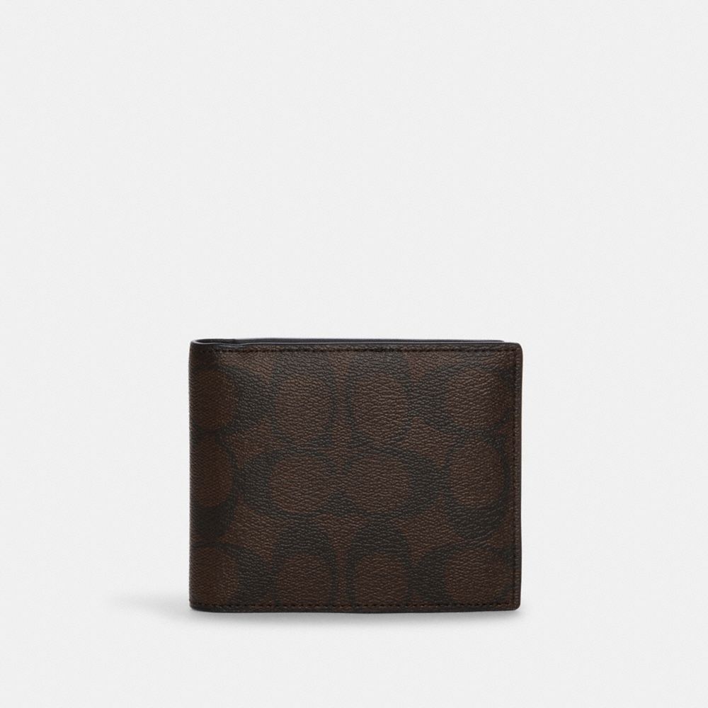 Coach ID Billfold Wallet in Signature Canvas Charcoal/Black