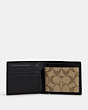 COACH®,3-IN-1 WALLET IN BLOCKED SIGNATURE CANVAS,pvc,Mini,Gunmetal/Mahogany Multi,Inside View,Top View