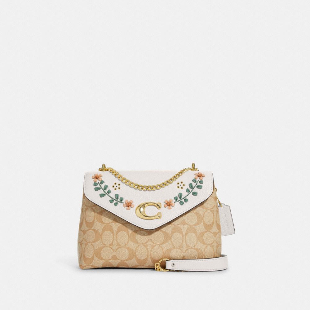 COACH® Tammie Shoulder Bag In Signature Canvas With Floral Whipstitch
