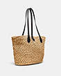 COACH®,LARGE TOTE,Smooth Leather,Large,Brass/Natural/Black,Angle View