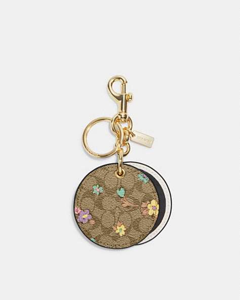 Mirror Bag Charm In Signature Canvas With Spaced Floral Print