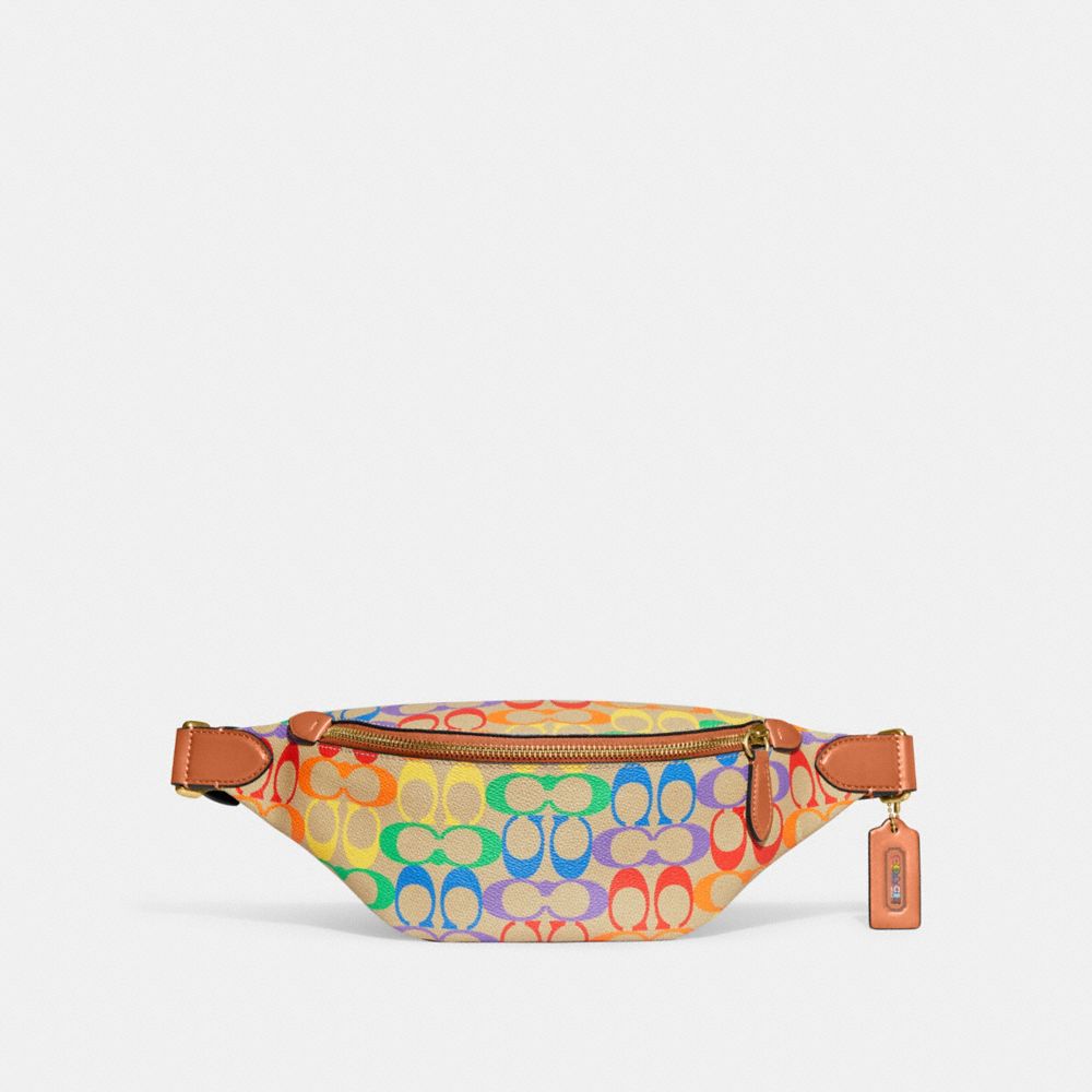 COACH® Charter Belt Bag 7 In Rainbow Signature Canvas