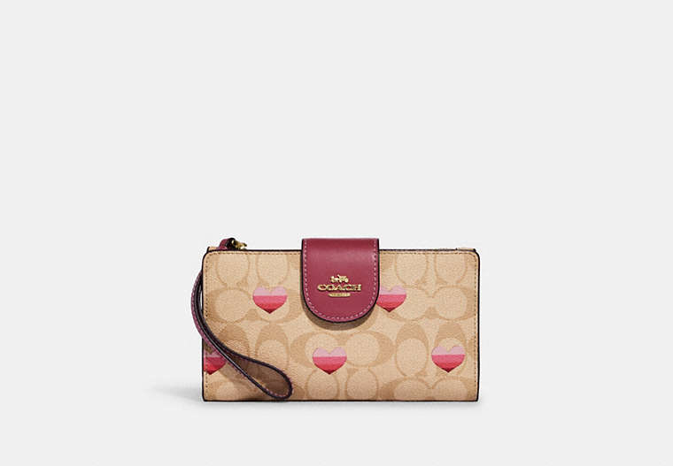 Tech Wallet In Signature Canvas With Stripe Heart Print