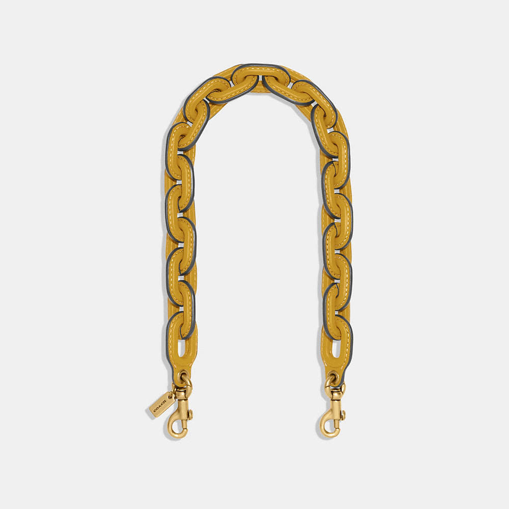 Coach Ombre Leather Covered Short Chain Strap In Brass/yellow Gold