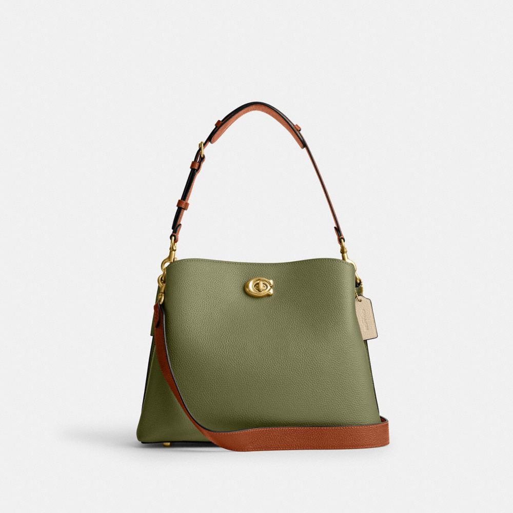 Coach Willow Schultertasche In Blockfarben Mit Signature-canvas Im Inneren In Green