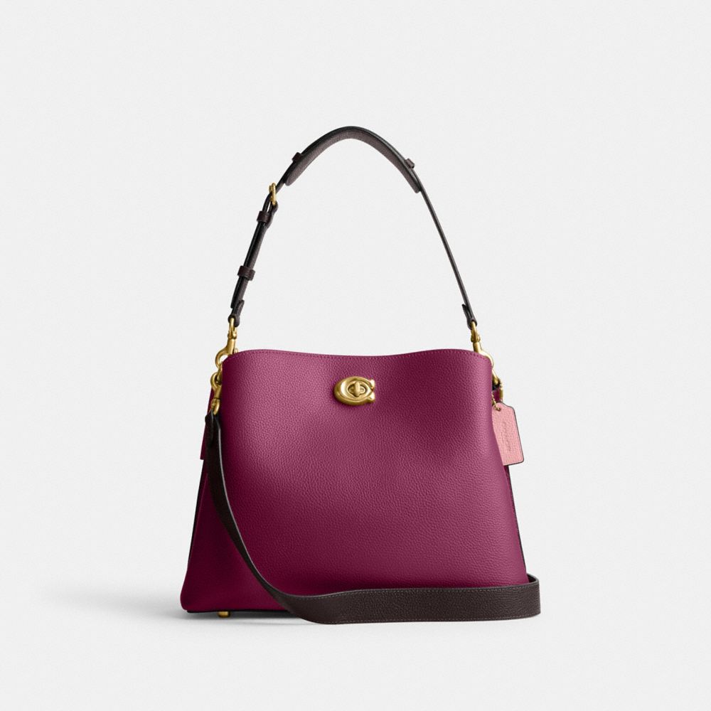 Coach Willow Schultertasche In Blockfarben Mit Signature-canvas Im Inneren In Burgundy