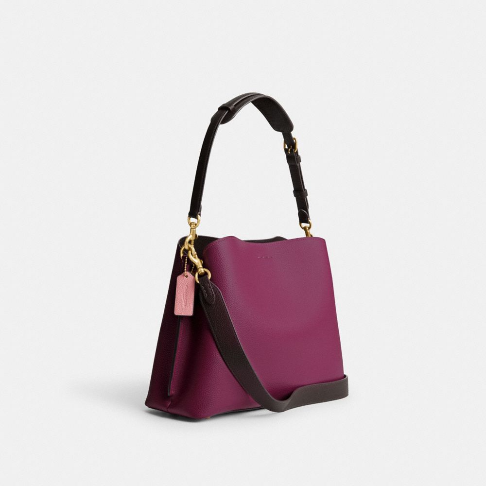 Shop Coach Willow Schultertasche In Blockfarben Mit Signature-canvas Im Inneren In Purple