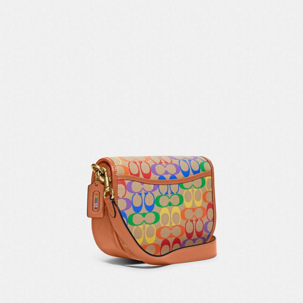 COACH® | Willow Saddle Bag In Rainbow Signature Canvas