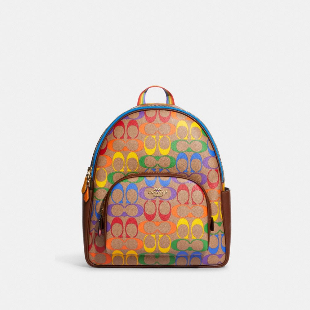 COACH® | Court Backpack In Rainbow Signature Canvas