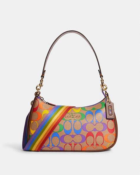 Teri Shoulder Bag In Rainbow Signature Canvas