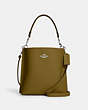 COACH®,MOLLIE BUCKET BAG 22,Leather,Medium,Anniversary,Silver/Citron,Front View