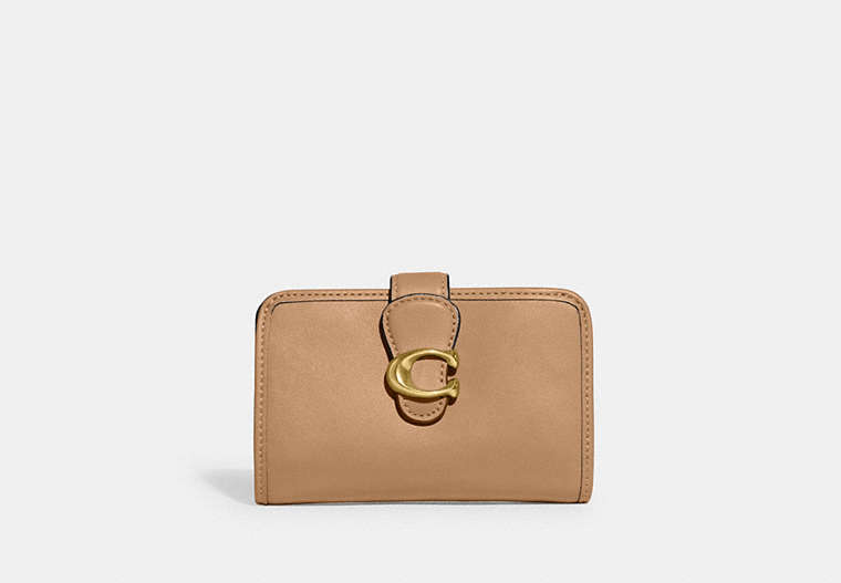 COACH®,TABBY MEDIUM WALLET,Smooth Leather,Mini,Brass/Toffee,Front View