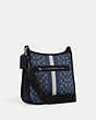 COACH®,DEMPSEY FILE BAG IN SIGNATURE JACQUARD WITH STRIPE AND COACH PATCH,Jacquard,Large,Silver/Denim/Midnight Navy Multi,Angle View