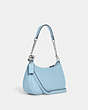 COACH®,TERI SHOULDER BAG,Pebbled Leather,Large,Anniversary,Silver/Waterfall,Angle View