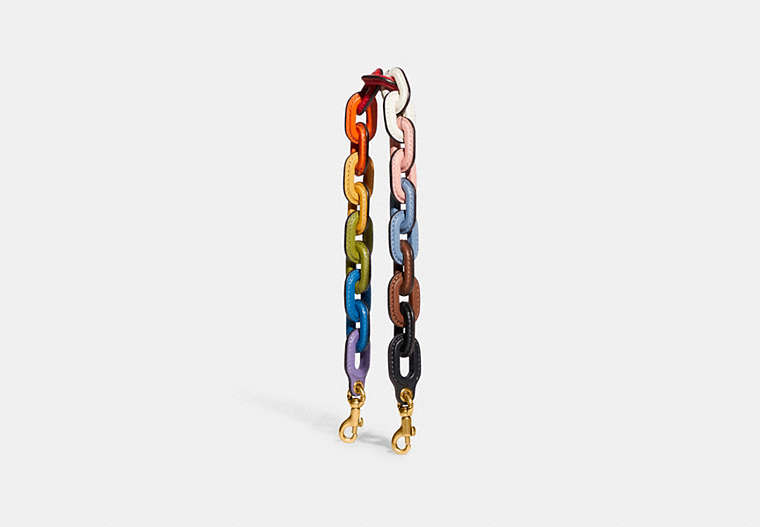COACH®,RAINBOW LEATHER COVERED SHORT CHAIN STRAP,Glovetanned Leather,Brass/Multi,Front View