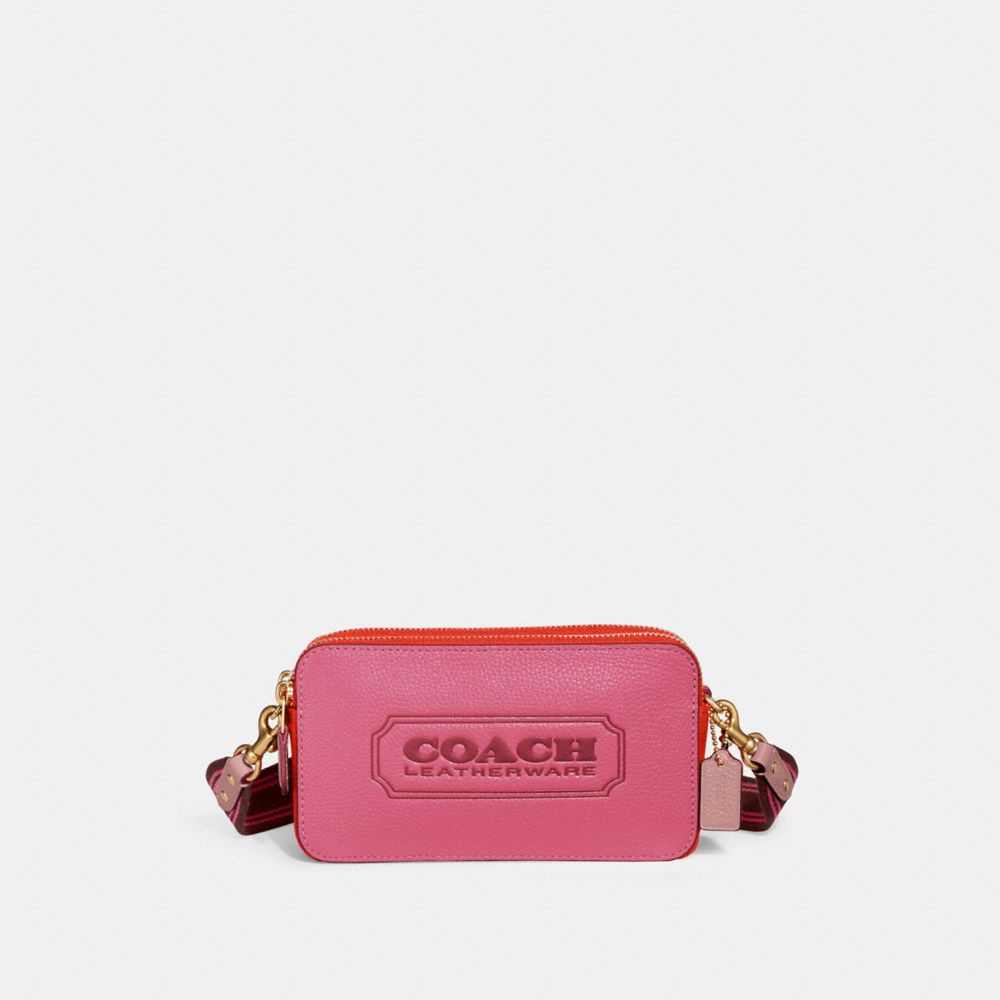 Coach Kira Crossbody In Colorblock With  Badge In Brass/petunia Multi
