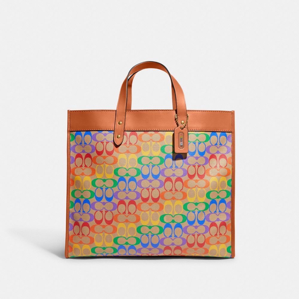coach field tote 40 denim