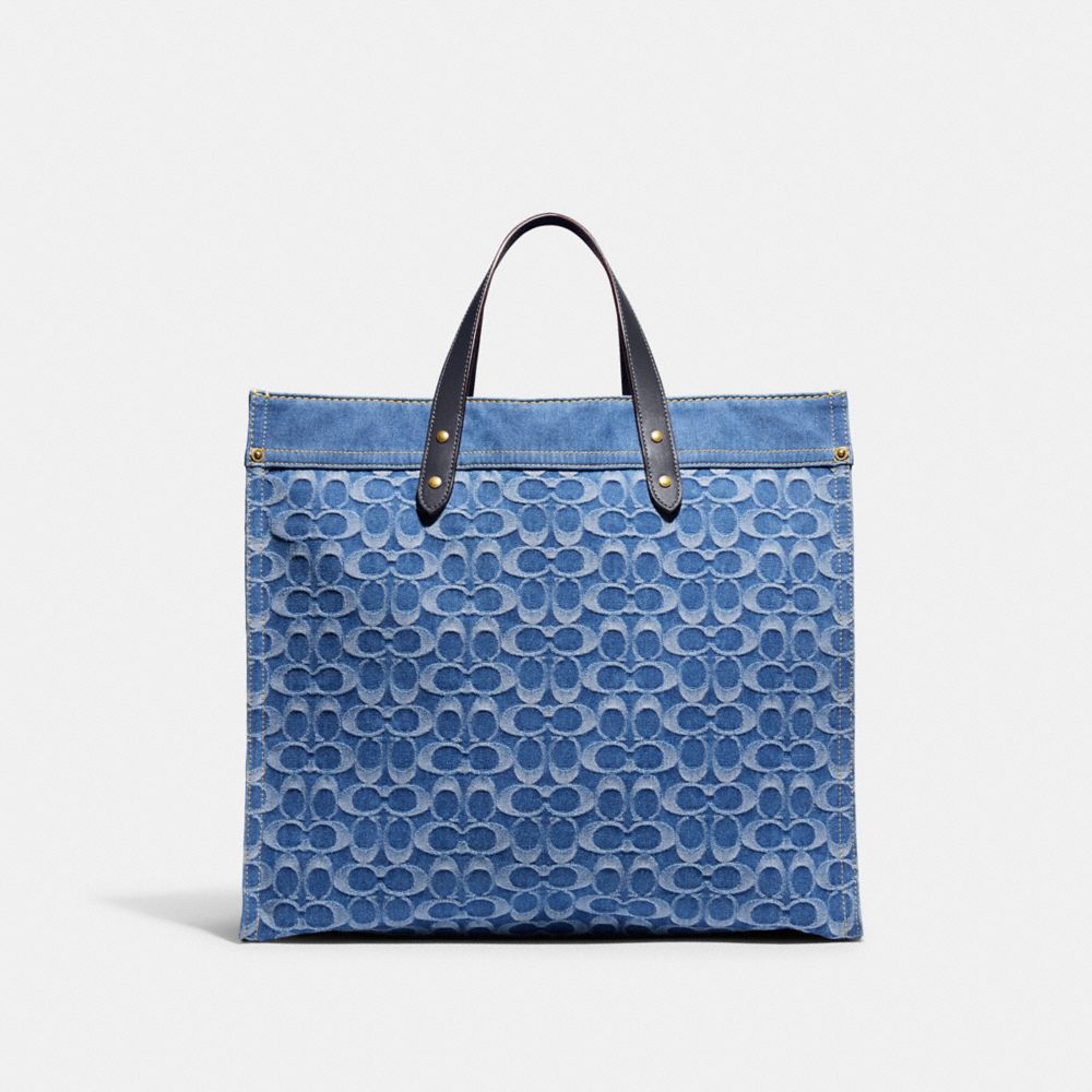 coach field tote 40 denim