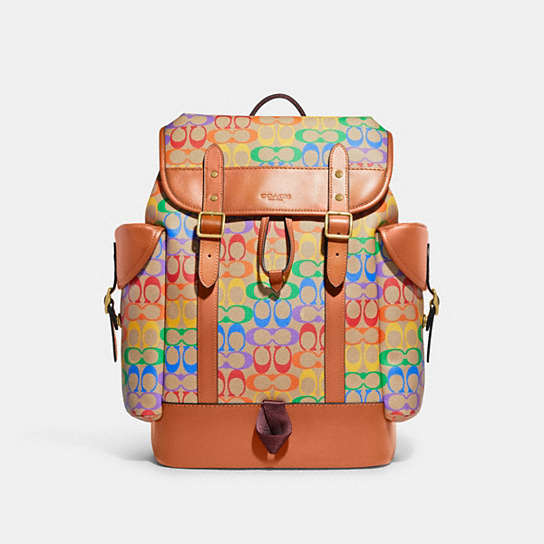 COACH® | Hitch Backpack In Rainbow Signature Canvas