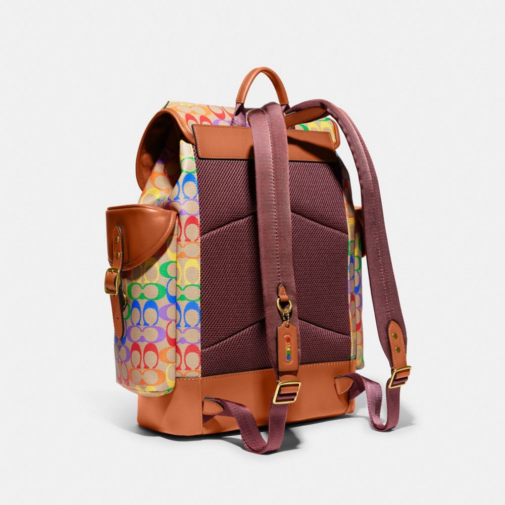 COACH® | Hitch Backpack In Rainbow Signature Canvas
