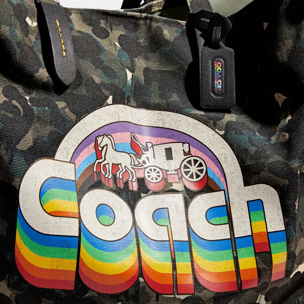 COACH® | 100 Percent Recycled Canvas Tote 42 With Camo Print And Rainbow  Horse And Carriage