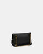COACH®,FOLDOVER CUT OUT CLUTCH CROSSBODY,Smooth Leather,Small,Brass/Black,Angle View